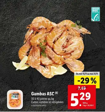 Lidl Gambas asc offre