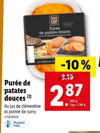 Lidl Toque chef purée de patates douces offre