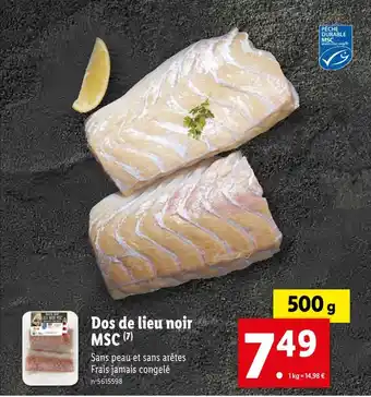 Lidl Dos de lieu noir msc offre