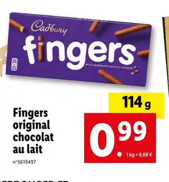 Lidl Cadbury fingers original chocolat au lait offre