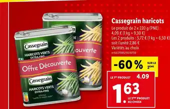 Lidl Cassegrain cassegrain haricots offre