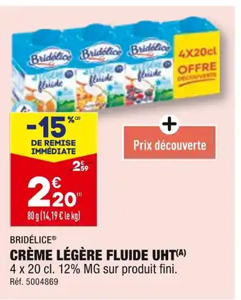 ALDI Bridélice crème légère fluide uht offre