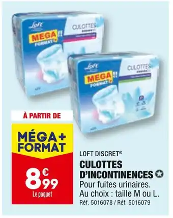 ALDI Loft discret culottes d’incontinences offre