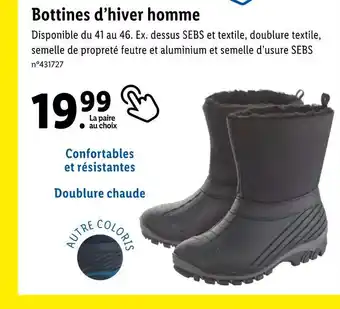 Lidl Bottines d’hiver homme offre
