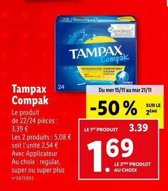 Lidl Tampax compak tampax compak offre