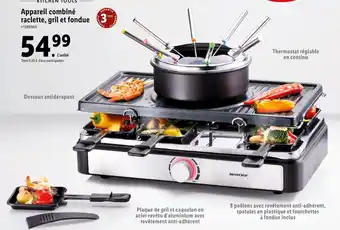 Lidl Silvercrest appareil combiné raclette, gril et fondue offre