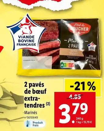 Lidl L'étal du boucher 2 pavés de bœuf extra-tendres offre