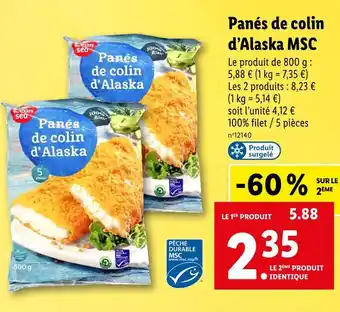 Lidl Ocean sea panés de colin d’alaska msc offre