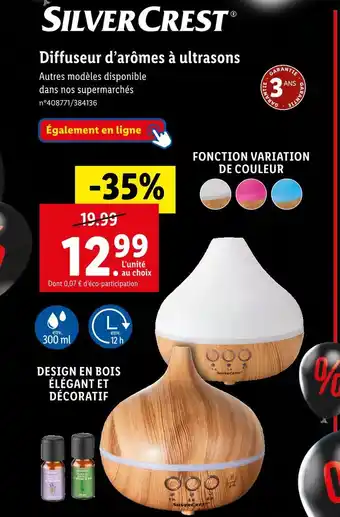 Lidl Silver crest diffuseur d’arômes à ultrasons offre