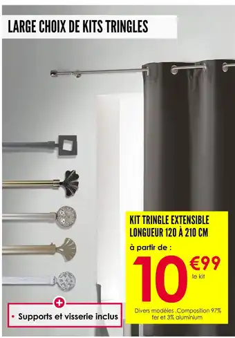 Décor Discount Kit tringle extensible longueur 120 à 210 cm offre