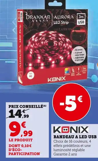 Konix bandeau a led usb