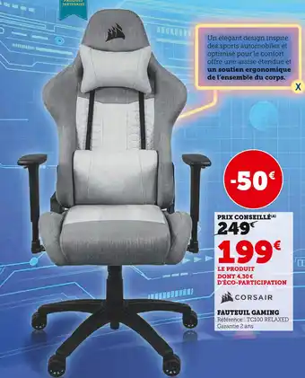Hyper U Corsair fauteuil gaming offre
