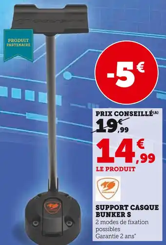 Hyper U Bunker s support casque offre