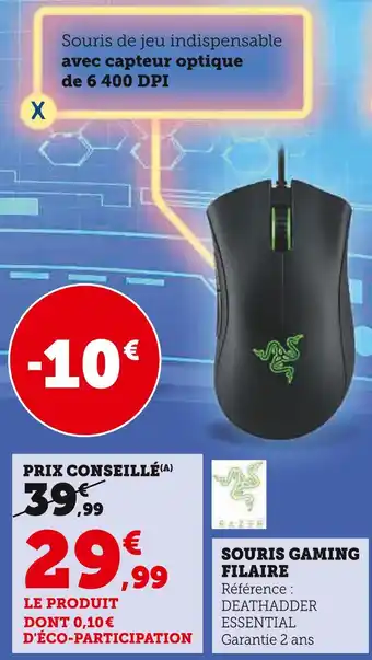 Hyper U Razer souris gaming filaire offre