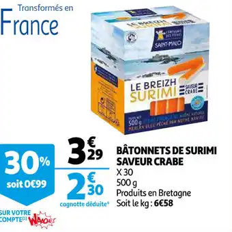 Auchan Bâtonnets De Surimi Saveur Crabe offre