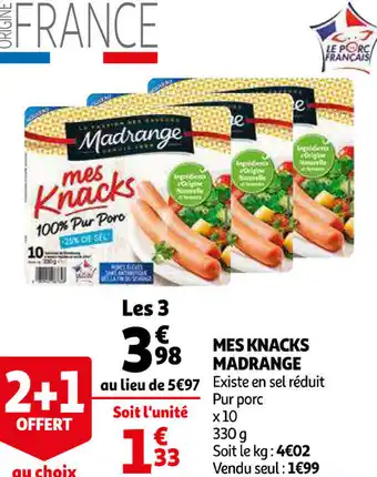 Auchan Mes Knacks Madrange offre