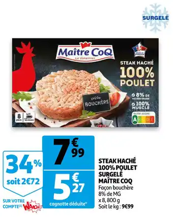 Auchan Steak Haché 100% Poulet Surgelés Maître Coq offre
