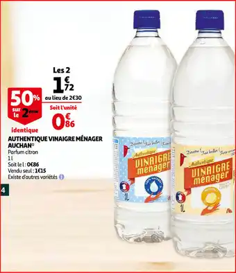 Auchan Authentique Vinaigre Ménager Auchan offre