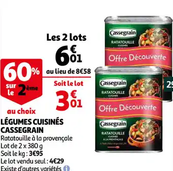 Auchan Légumes Cuisinés Cassegrain offre