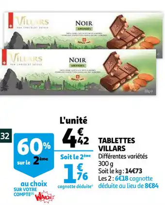 Auchan Tablettes Villars offre