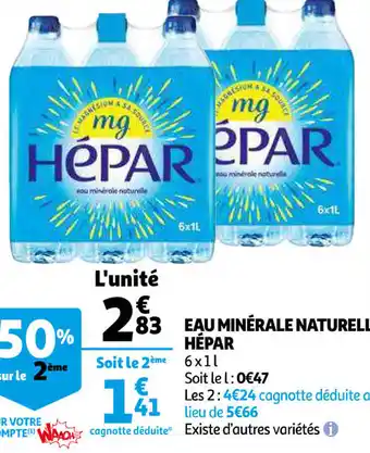 Auchan Eau Minérale Naturelle Hépar offre