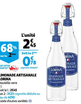 Auchan Limonade Artisanale Lorina offre