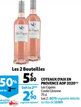 Auchan Coteaux D'aix En Provence Aop 2020 Les Cigales Cuvée Cézanne offre