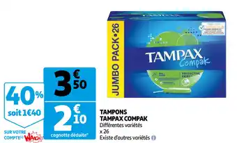 Auchan Tampons Tampax Compak offre