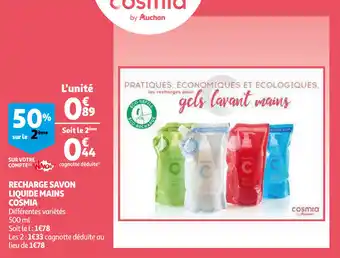 Auchan Recharge Savon Liquide Mains Cosmia offre