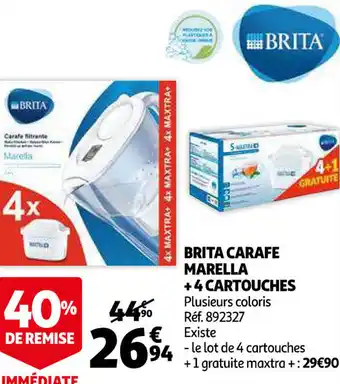 Auchan Brita Carafe Marella + 4 Cartouches offre