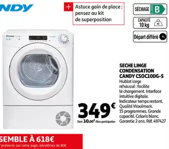Auchan Sèche Linge Condensation Candy Cs0c10dg-s offre
