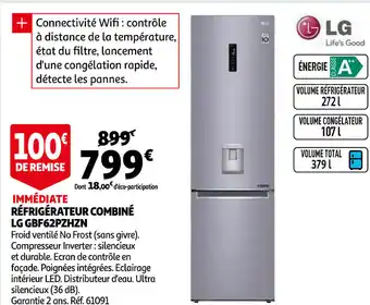 Auchan Réfrigérateur Combiné Lg Gbf62pzhzn offre