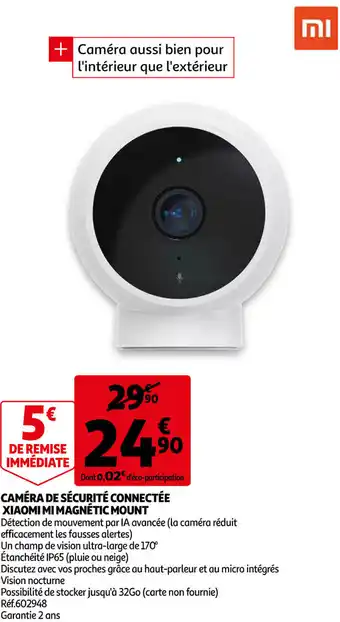 Auchan Caméra De Sécurité Connectée Xiami Magnétic Mount offre