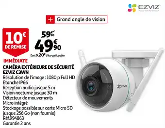 Auchan Caméra Extérieure De Sécurité Ezviz C3wn offre