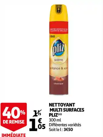 Auchan Nettoyant Multi Surfaces Pliz offre