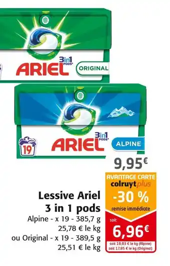 Colruyt Ariel lessive 3 in 1 pods offre