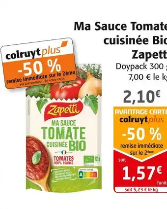 Colruyt Zapetti ma sauce tomate cuisinée bio offre
