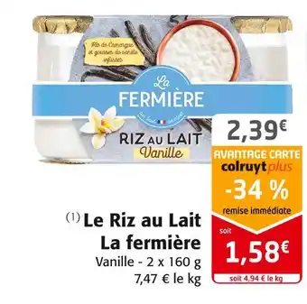 Colruyt La fermière le riz au lait offre