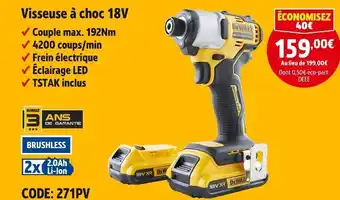 Screwfix Dewalt visseuse à choc 18v offre