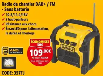 Screwfix Radio de chantier dab+ / fm - sans batterie offre