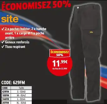 Screwfix Site pantalon offre