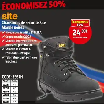 Screwfix Site chaussures de sécurité marble noires offre