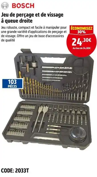 Screwfix Bosch jeu de perçage et de vissage à queue droite offre