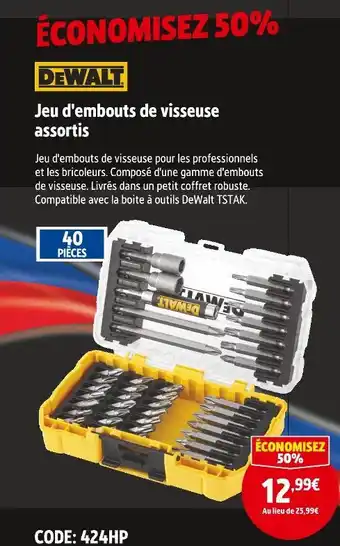 Screwfix Dewalt jeu d'embouts de visseuse assortis offre