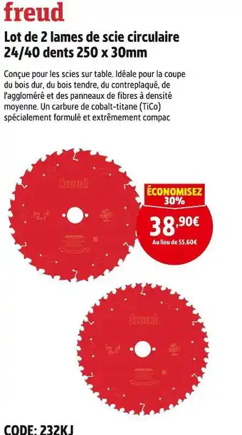Freud lot de 2 lames de scie circulaire