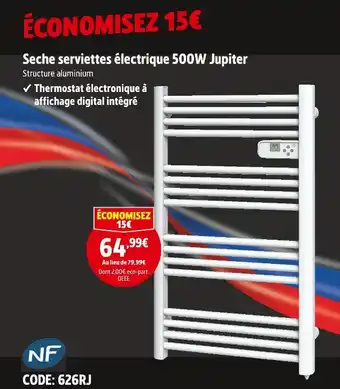Screwfix Seche serviettes électrique 500w jupiter offre
