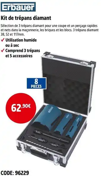 Screwfix Erbauer kit de trépans diamant offre