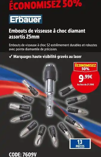 Screwfix Erbauer embouts de visseuse à choc diamant assortis 25mm offre