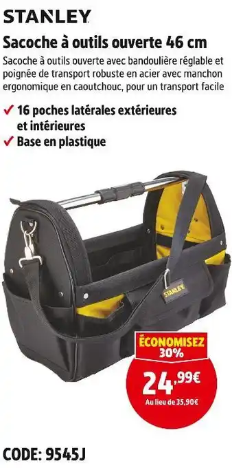 Screwfix Stanley sacoche à outils ouverte 46 cm offre