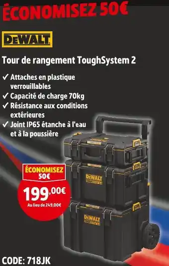 Screwfix Dewalt tour de rangement toughsystem 2 offre